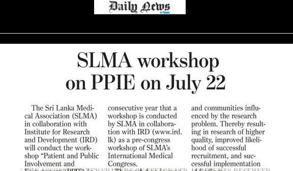 SLMA workshop on PPIE on July 22