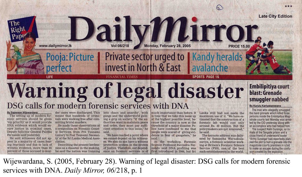 Warning of legal disaster: DSG calls for modern forensic services with DNA