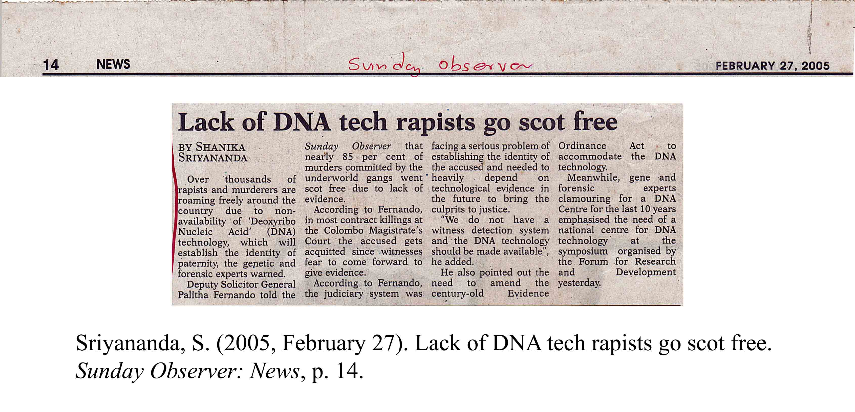 Lack of DNA tech rapists go scot free