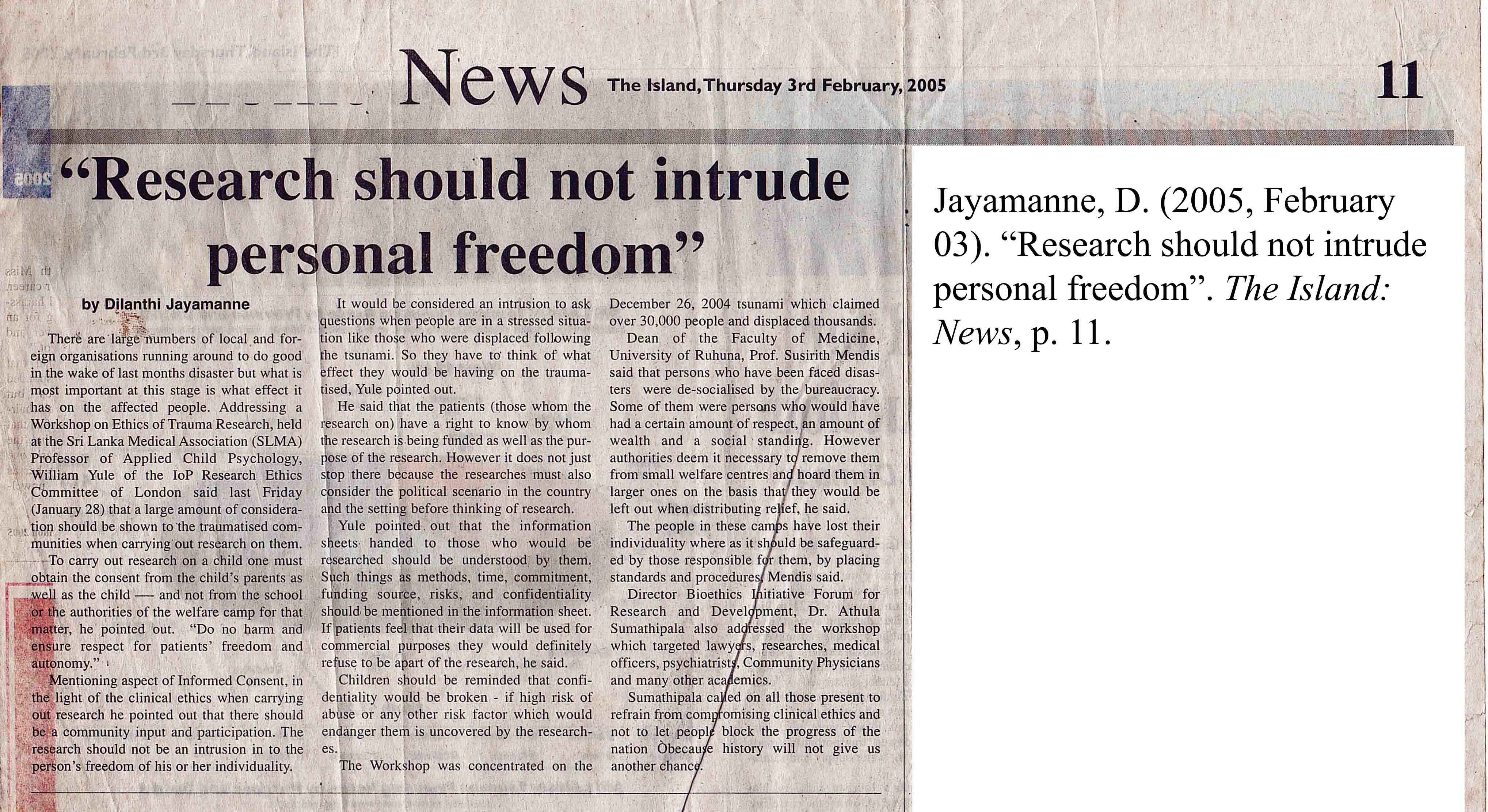 Research should not intrude personal freedom