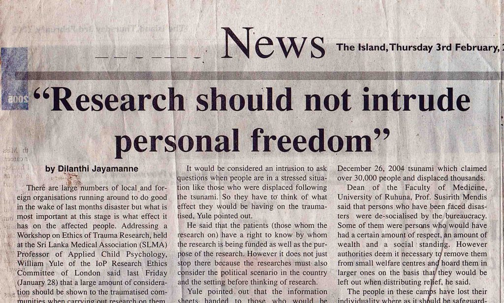 Research should not intrude personal freedom