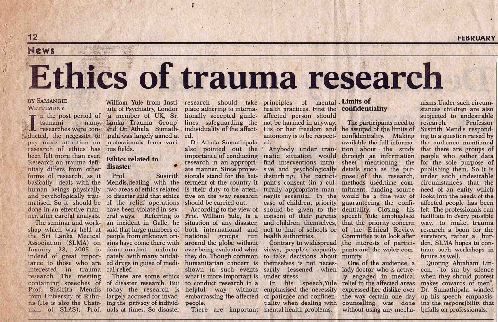 Ethics of trauma research