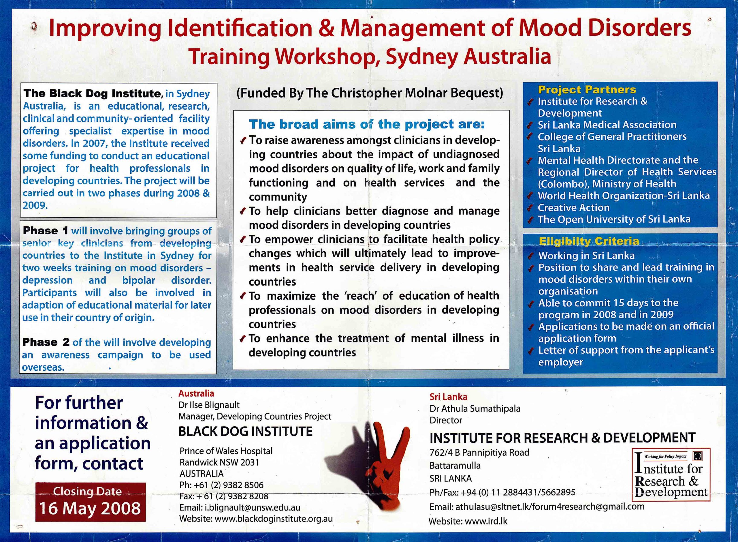 16MAY2008 Workshop Mood Disorders