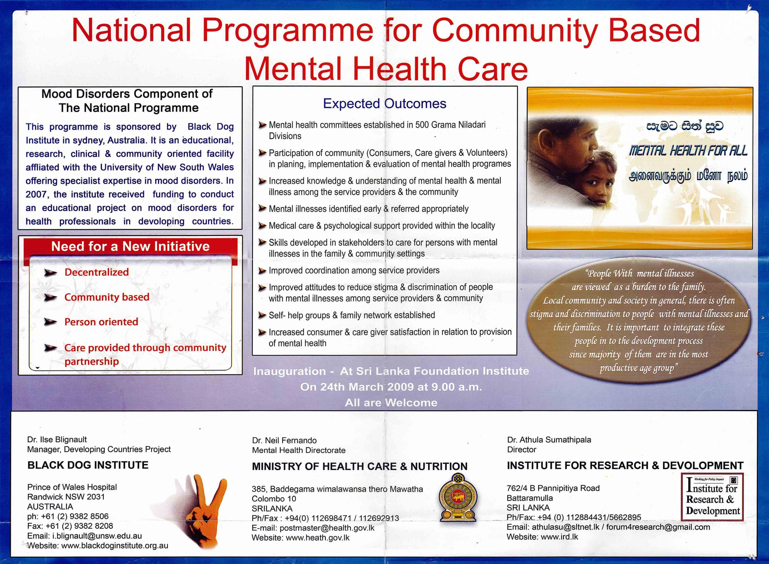 24MAR2009 Community Based National Mental Health Care