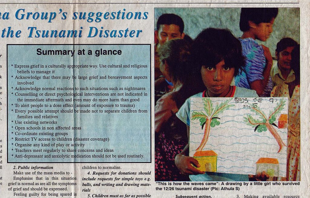 UK-Sri Lanka Trauma Group’s suggestions on the aftermath of the tsunami disaster - Featured